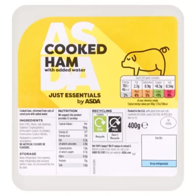 JUST ESSENTIALS by ASDA Just Essentials Cooked Ham with Added Water 400g