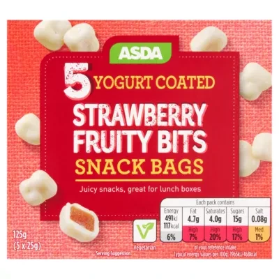 ASDA Yogurt Coated Strawberry Fruity Bits 5 x 25g (125g)
