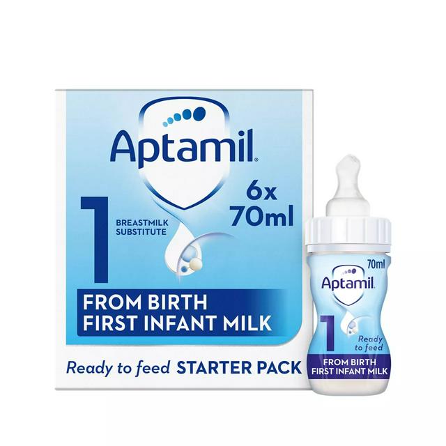 Aptamil 1 First Infant Baby Milk Formula Liquid Starter Pack From Birth Ready To Feed 6x70ml