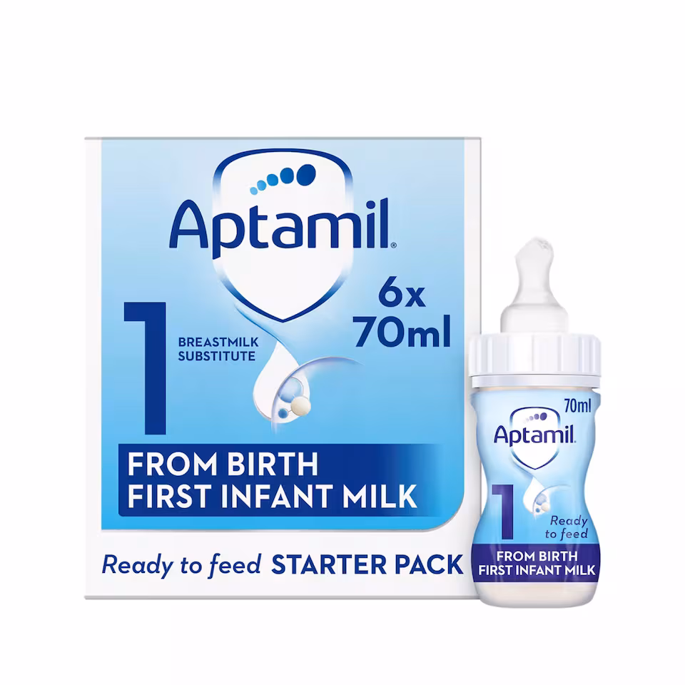 Aptamil 1 First Infant Baby Milk Formula Liquid Starter Pack Ready to Feed from Birth 6x70ml