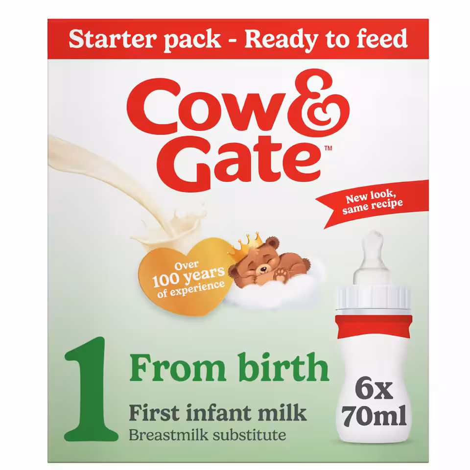 Cow & Gate First Infant Milk Formula Starter Pack From Birth 6 x 70ml