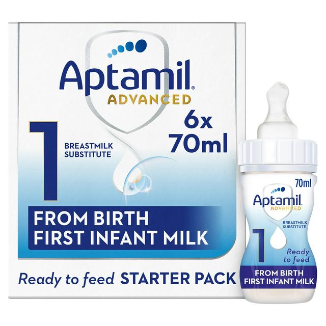 Aptamil Advanced 1 First Infant Baby Milk Formula Liquid Starter Pack From Birth Ready To Feed 6x70ml