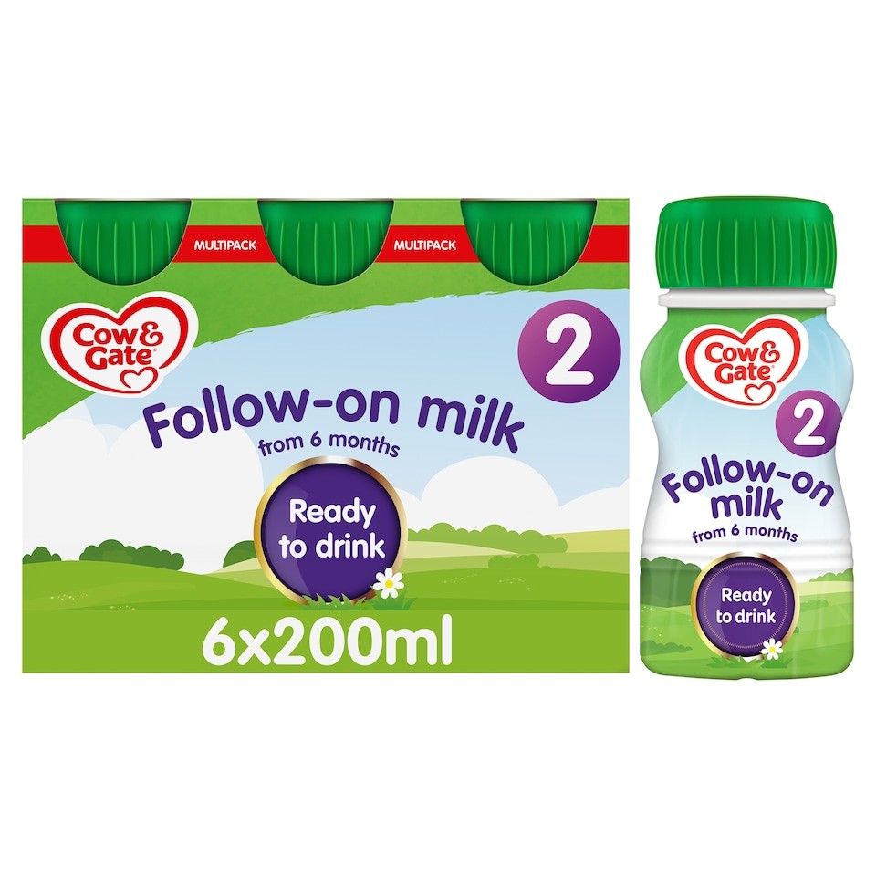 Cow & Gate Follow-On Milk From 6 Months Ready to Drink Multipack 6 x 200ml