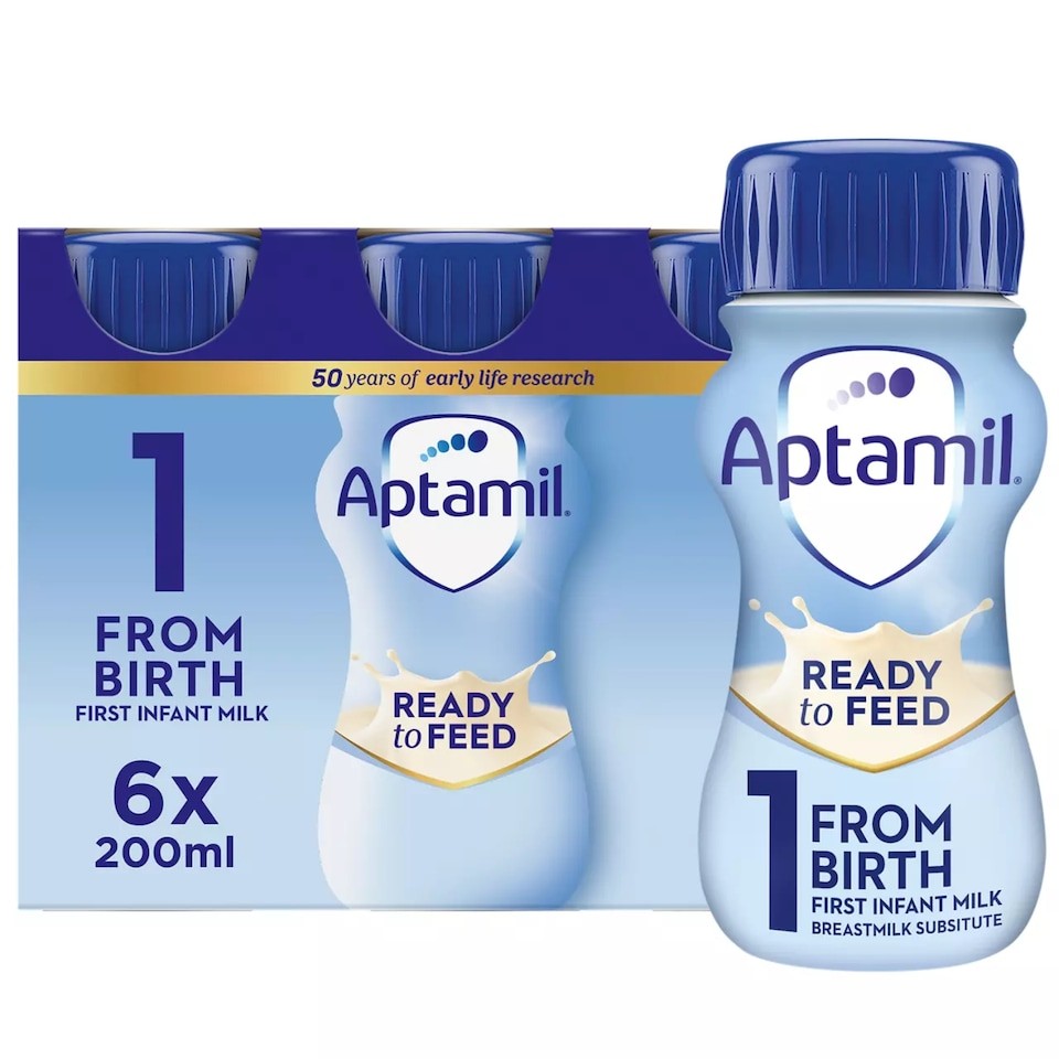Aptamil 1 First Infant Baby Milk Formula Liquid Multipack Ready to Feed from Birth 6x200ml