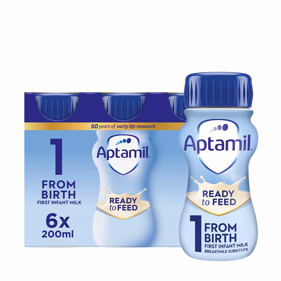 Aptamil 1 First Infant Baby Milk Formula Liquid Multipack Ready to Feed from Birth 6x200ml