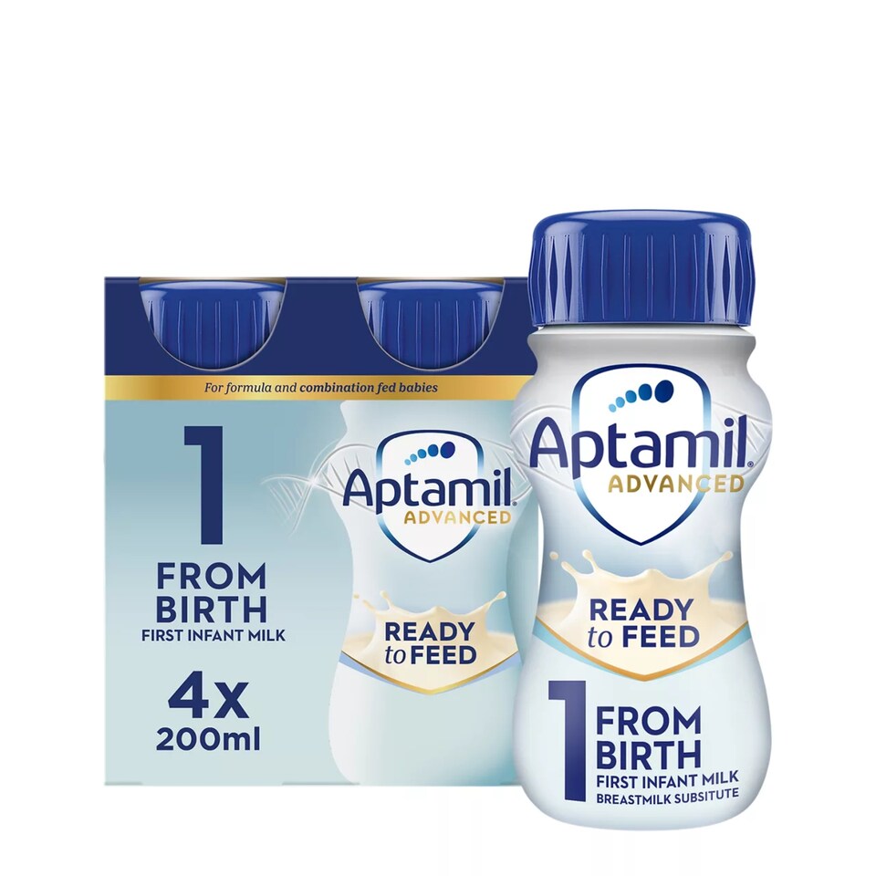 Aptamil Advanced 1 First Baby Milk Formula Liquid Ready to Feed from Birth 4x200ml