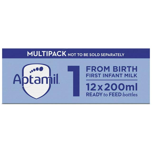 Aptamil 1 First Infant Baby Milk Formula Liquids From Birth Multipack Ready to Feed 12x200ml