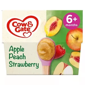 Cow & Gate Apple Peach & Strawberry Baby Food Fruit Pot , 6+ Months, 4x100g