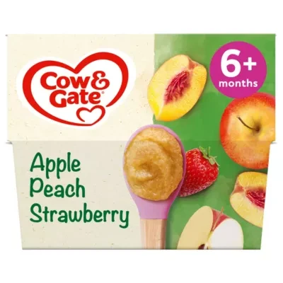 Cow & Gate Apple Peach & Strawberry Baby Food Fruit Pot , 6+ Months, 4x100g