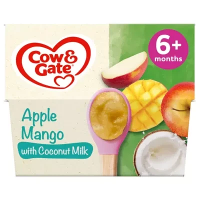 Cow & Gate Apple & Mango with Coconut Milk Baby Food Pot Multipack, 6+ Months, 4x95g