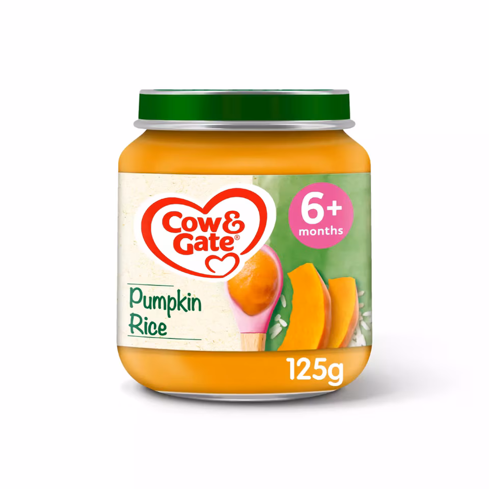 Cow & Gate Pumpkin Rice Baby Food Snack Jar 6+ Months 125g