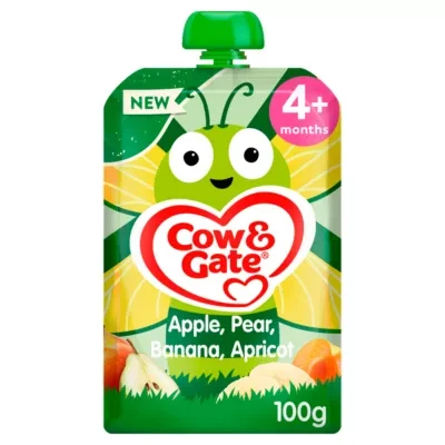 Cow & Gate Fruit Pouch Apple Pear Banana & Apricot Baby Food Snack, 6+ Months, 100g