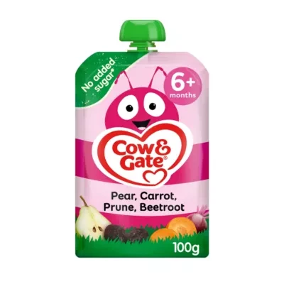 Cow & Gate Fruit Pouch Pear Carrot Prune & Beetroot Baby Food Snack, 6+ Months, 100g