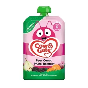 Cow & Gate Fruit Pouch Pear Carrot Prune & Beetroot Baby Food Snack, 6+ Months, 100g