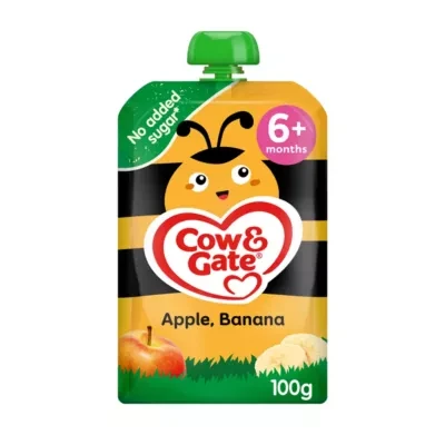 Cow & Gate Fruit Pouch Apple & Banana Baby Food Snack, 6+ Months, 100g