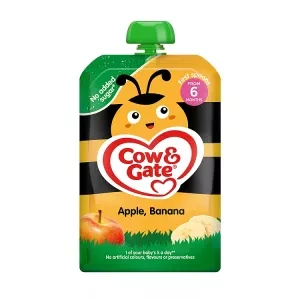 Cow & Gate Fruit Pouch Apple & Banana Baby Food Snack, 6+ Months, 100g