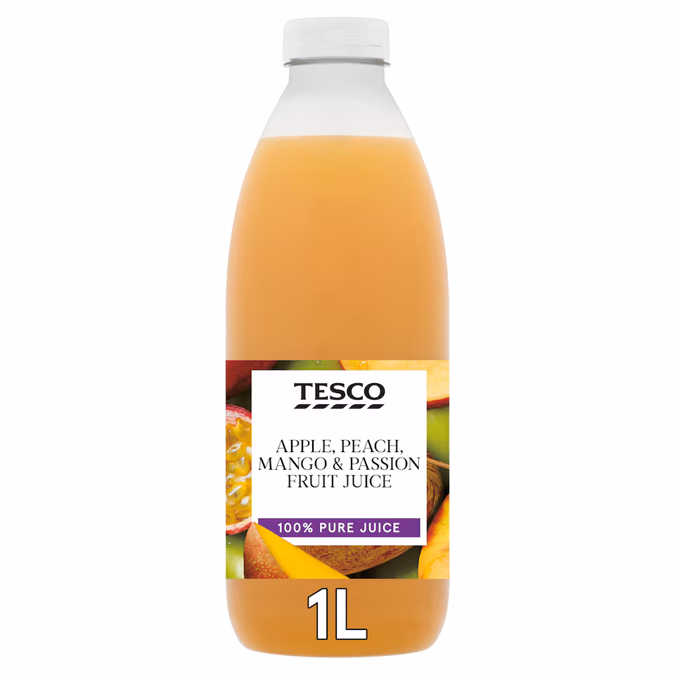 Tesco 100% Pure Apple, Peach, Mango & Passion Fruit Juice 1L