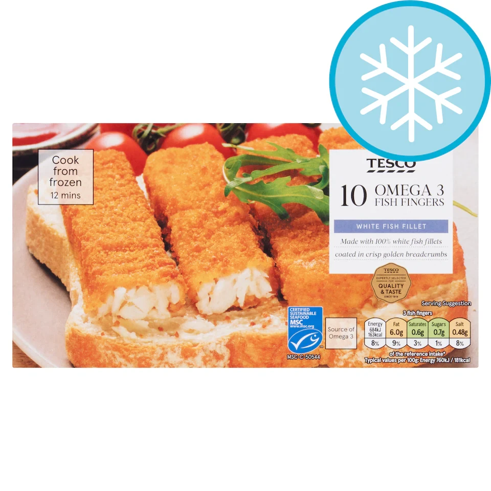 Tesco Omega 3 Fish Fingers 10 Pack 300g