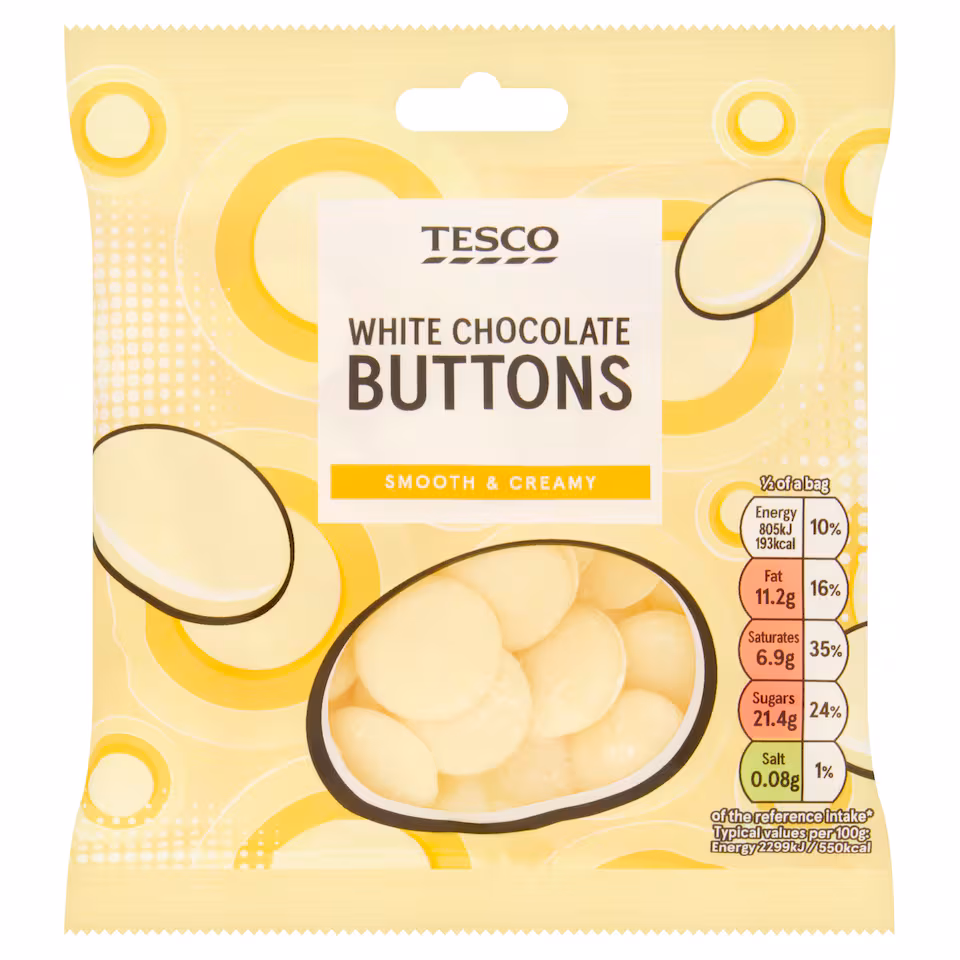 Tesco White Chocolate Buttons 70G