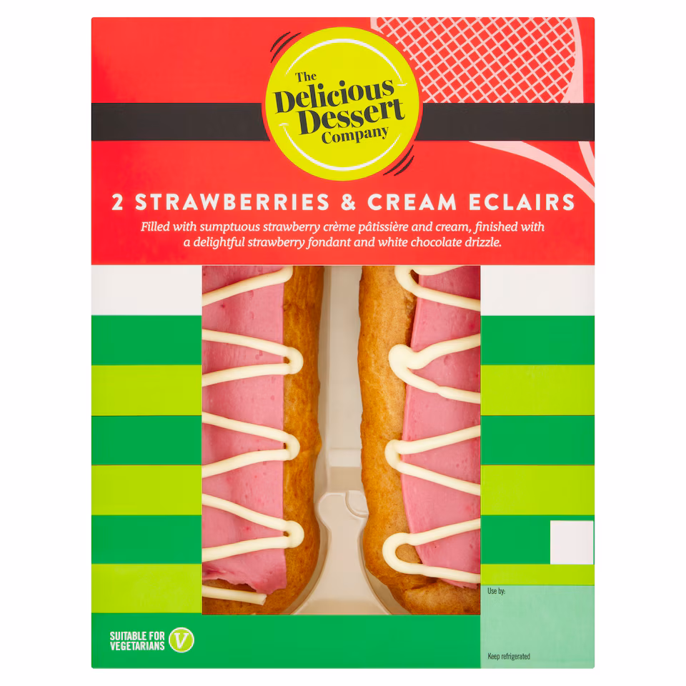 Delicious Desserts Strawberry & Cream Eclair 2Pack