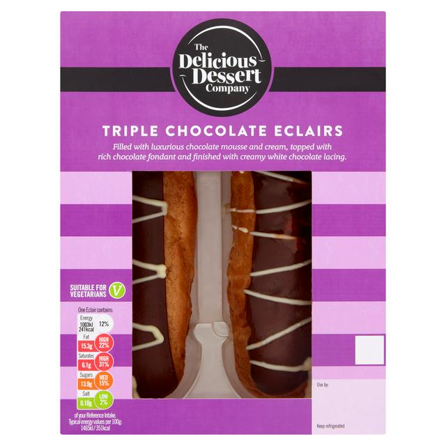 The Delicious Dessert Company Triple Chocolate Eclairs 2x78g