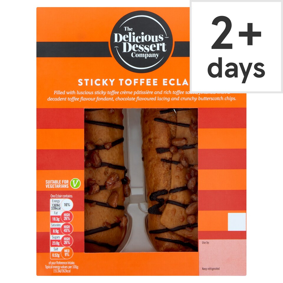 The Delicious Dessert Company Sticky Toffee Eclairs 2 Pack
