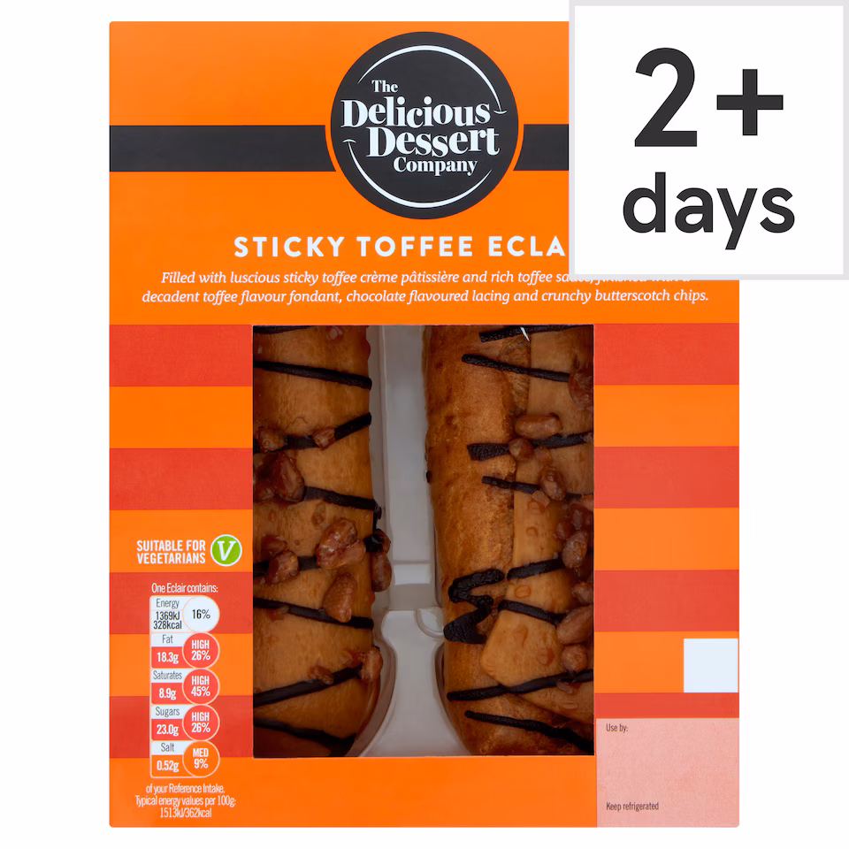 The Delicious Dessert Company Sticky Toffee Eclairs 2 Pack