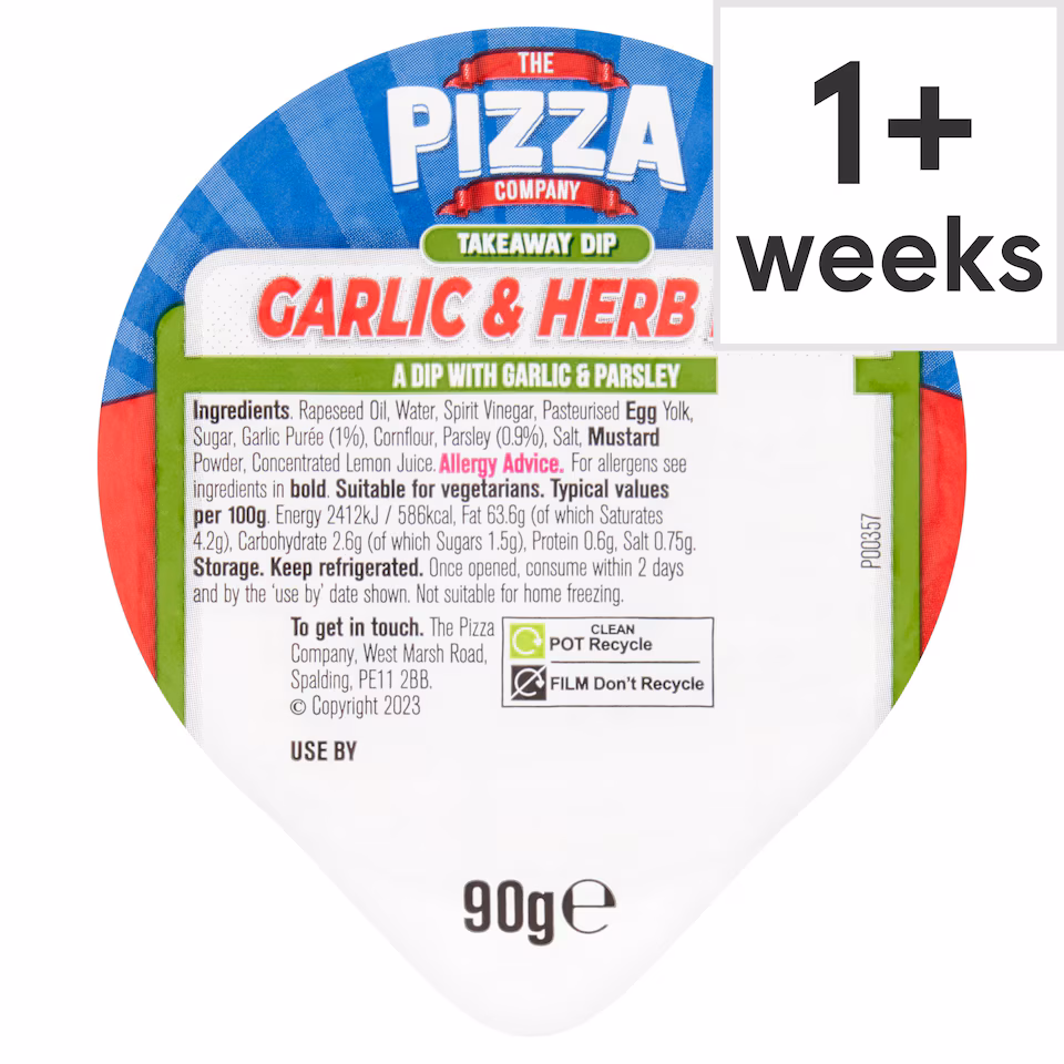 The Pizza Company Garlic & Herb Dip 90G