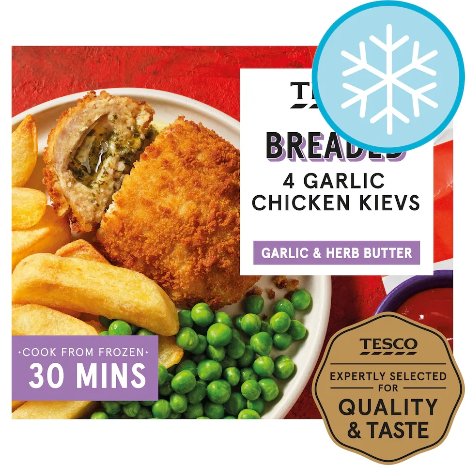 Tesco Breaded 4 Garlic Chicken Kievs 500g