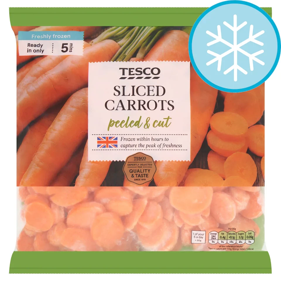 Tesco Sliced Carrots Peeled & Cut 1Kg