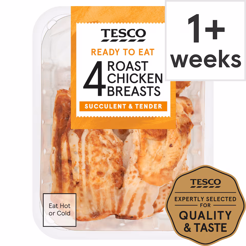 Tesco 4 Roast Cooked Chicken Breast Fillets 485G