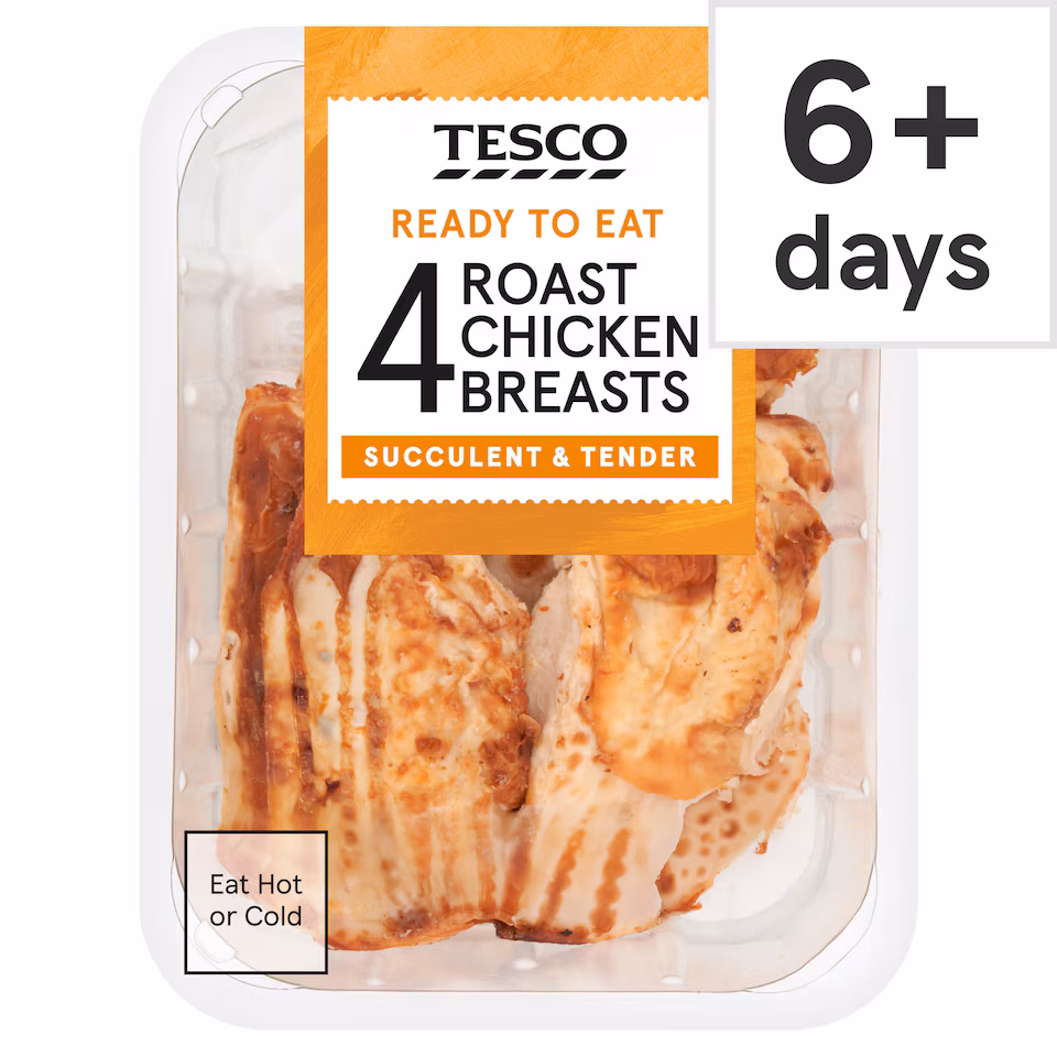 Tesco 4 Roast Cooked Chicken Breast Fillets 485G