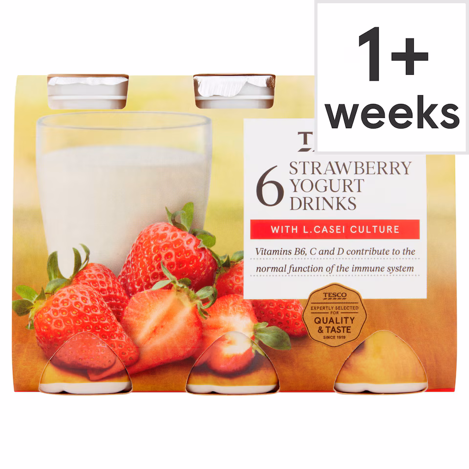Tesco Strawberry Yogurt Drinks 6 x 100g