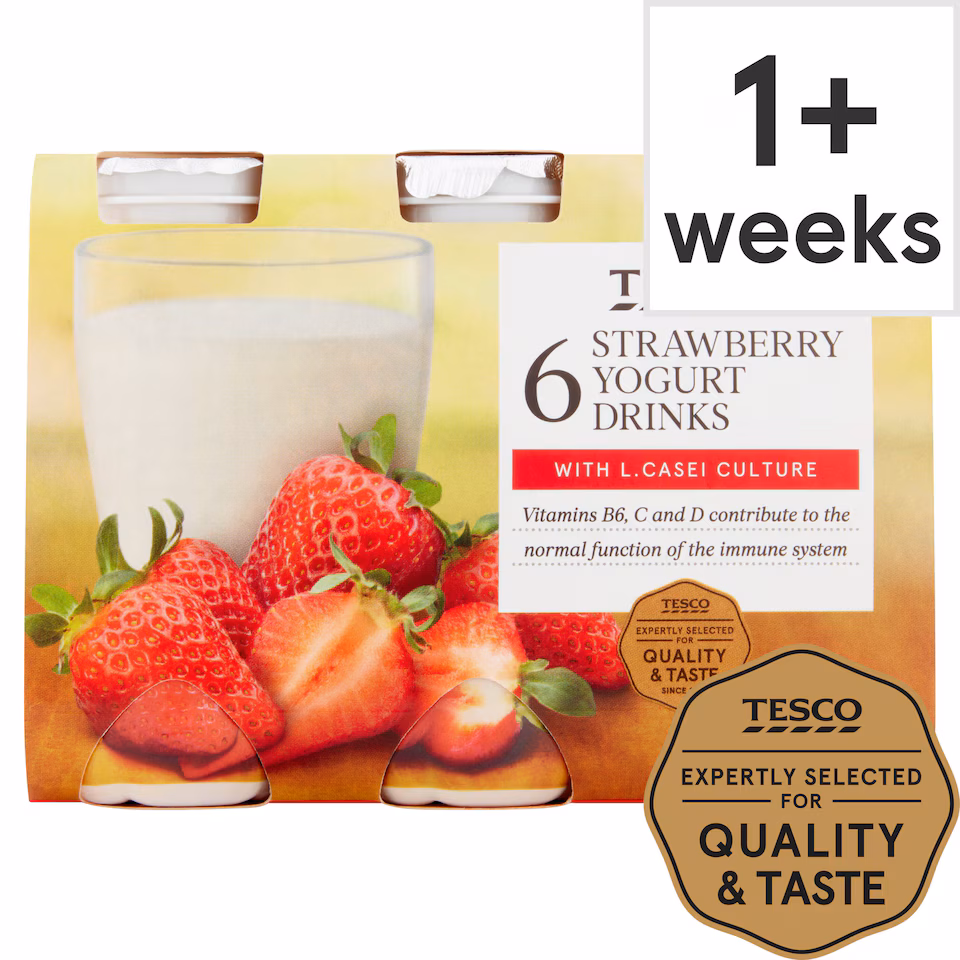 Tesco Strawberry Yogurt Drinks 6 x 100g