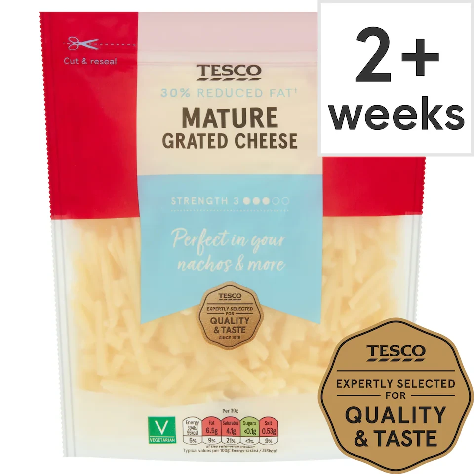 Tesco 30% Reduced Fat Grated Mature Cheese 250g