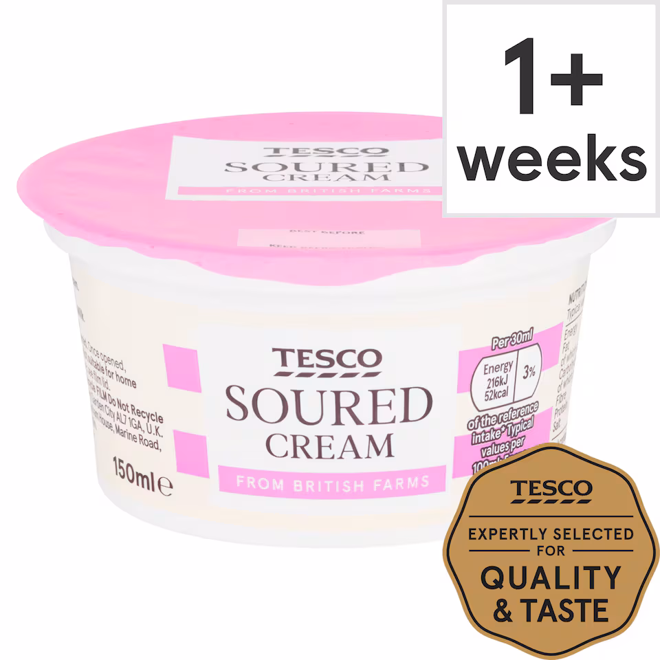 Tesco British Soured Cream 150Ml