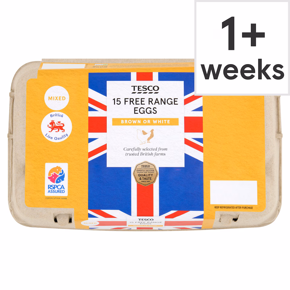 Tesco Mixed Sized Free Range Eggs 15 Pack