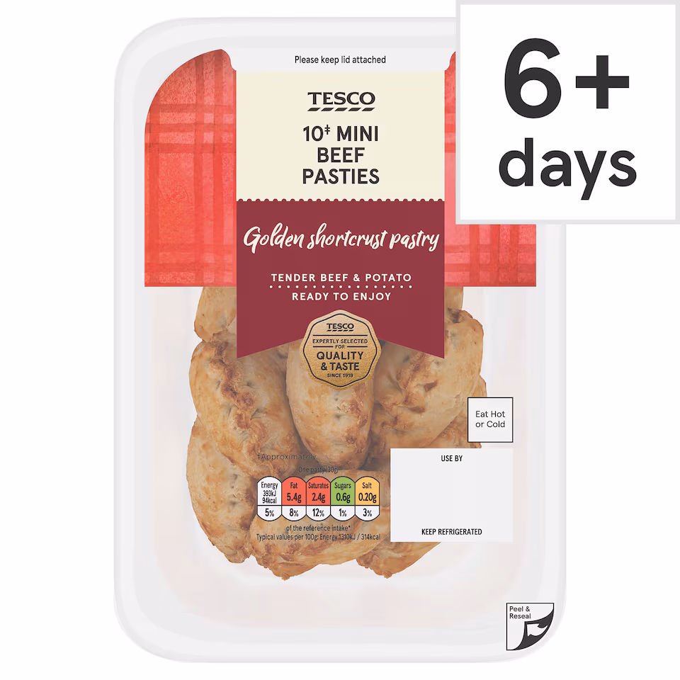 Tesco Mini Beef Pasties 10 Pack 300g
