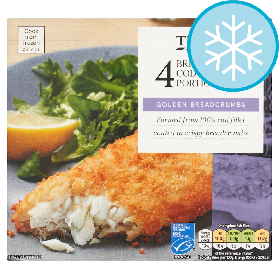 Tesco 4 Breaded Cod Fillets 500G