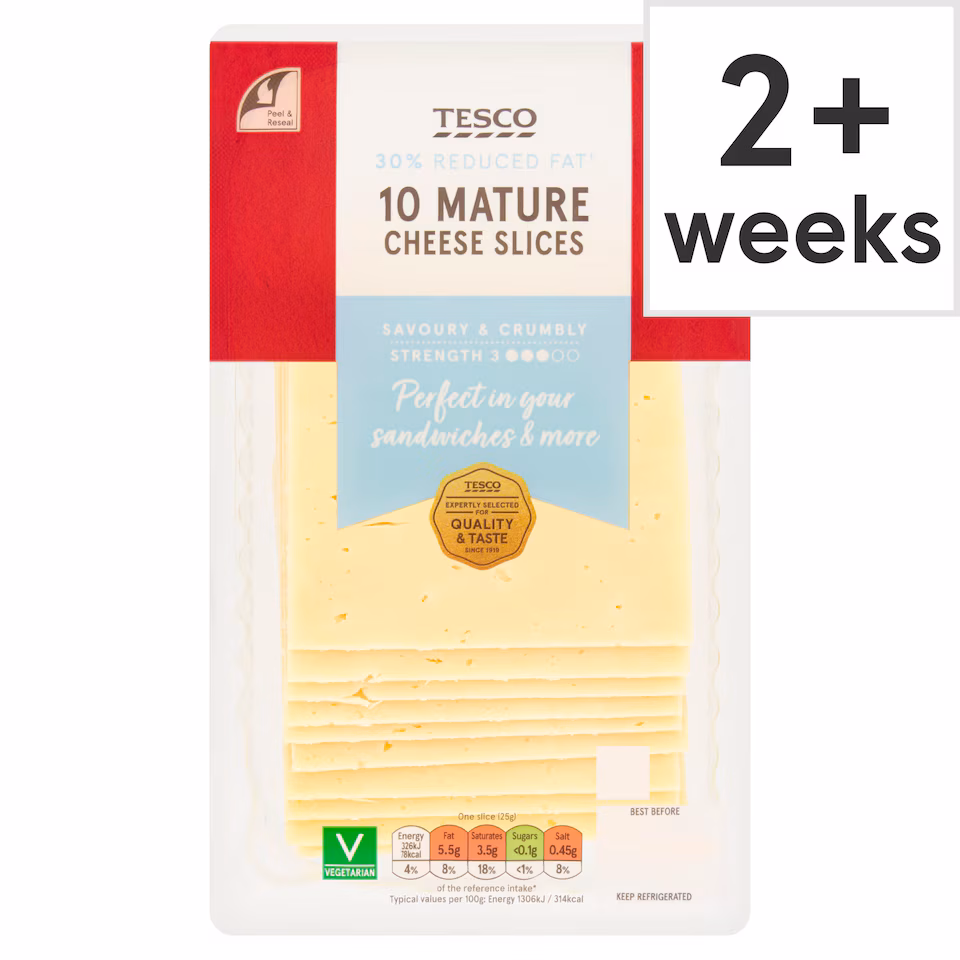 Tesco 30% Reduced Fat Mature Cheese Slices 250G
