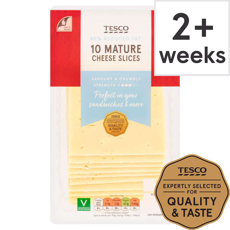 Tesco 30% Reduced Fat Mature Cheese Slices 250G