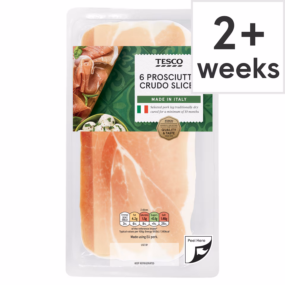 Tesco 6 Prosciutto Crudo Slices 84G