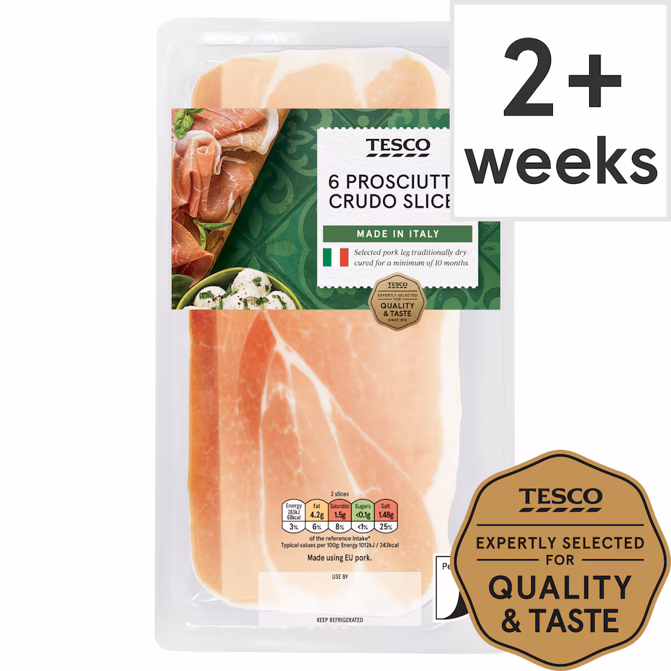 Tesco 6 Prosciutto Crudo Slices 84G