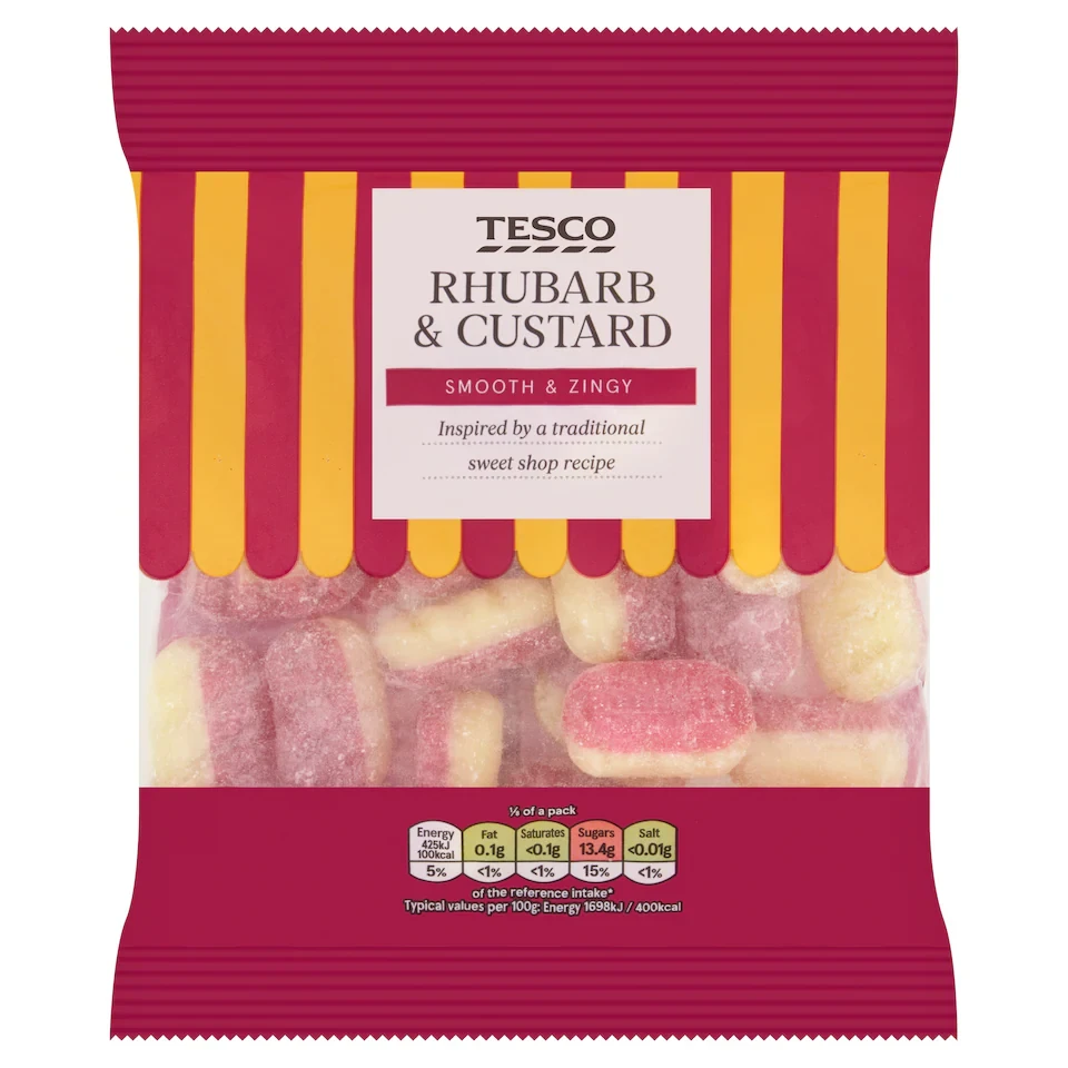 Tesco Rhubarb And Custard Sweets 200G