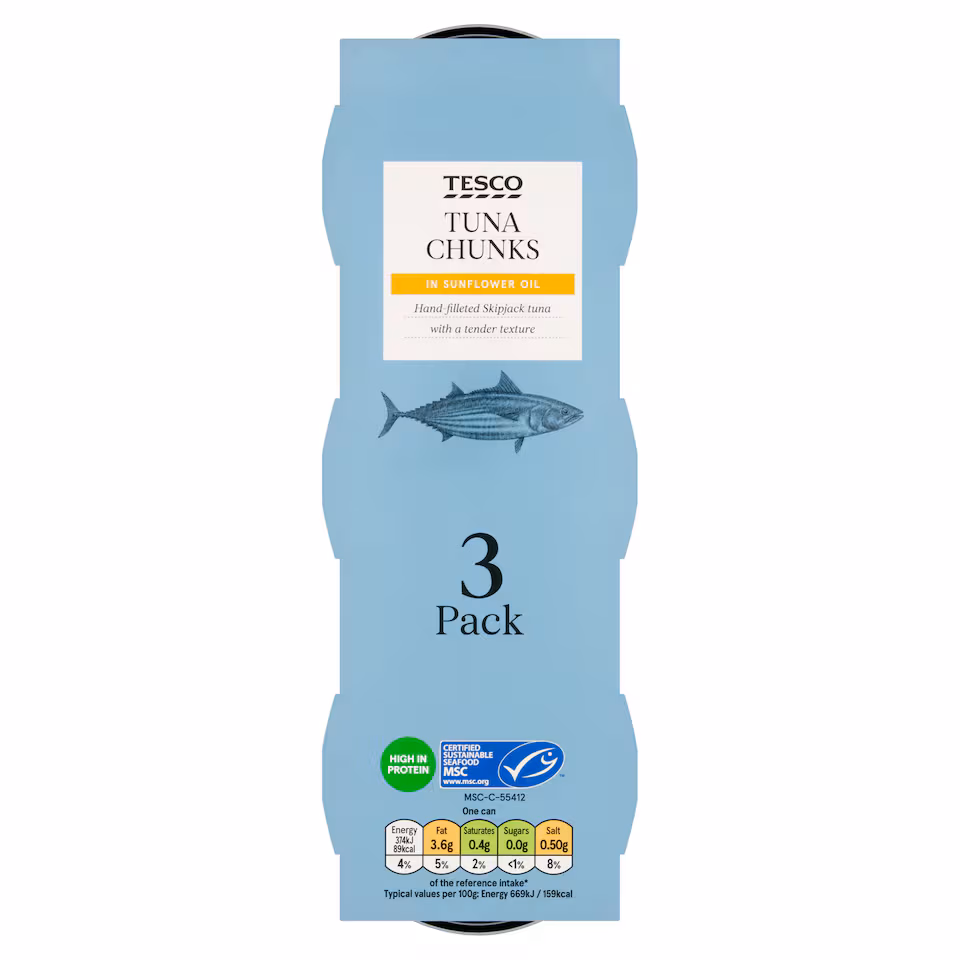 Tesco Tuna Chunks In Oil 3 X 80G
