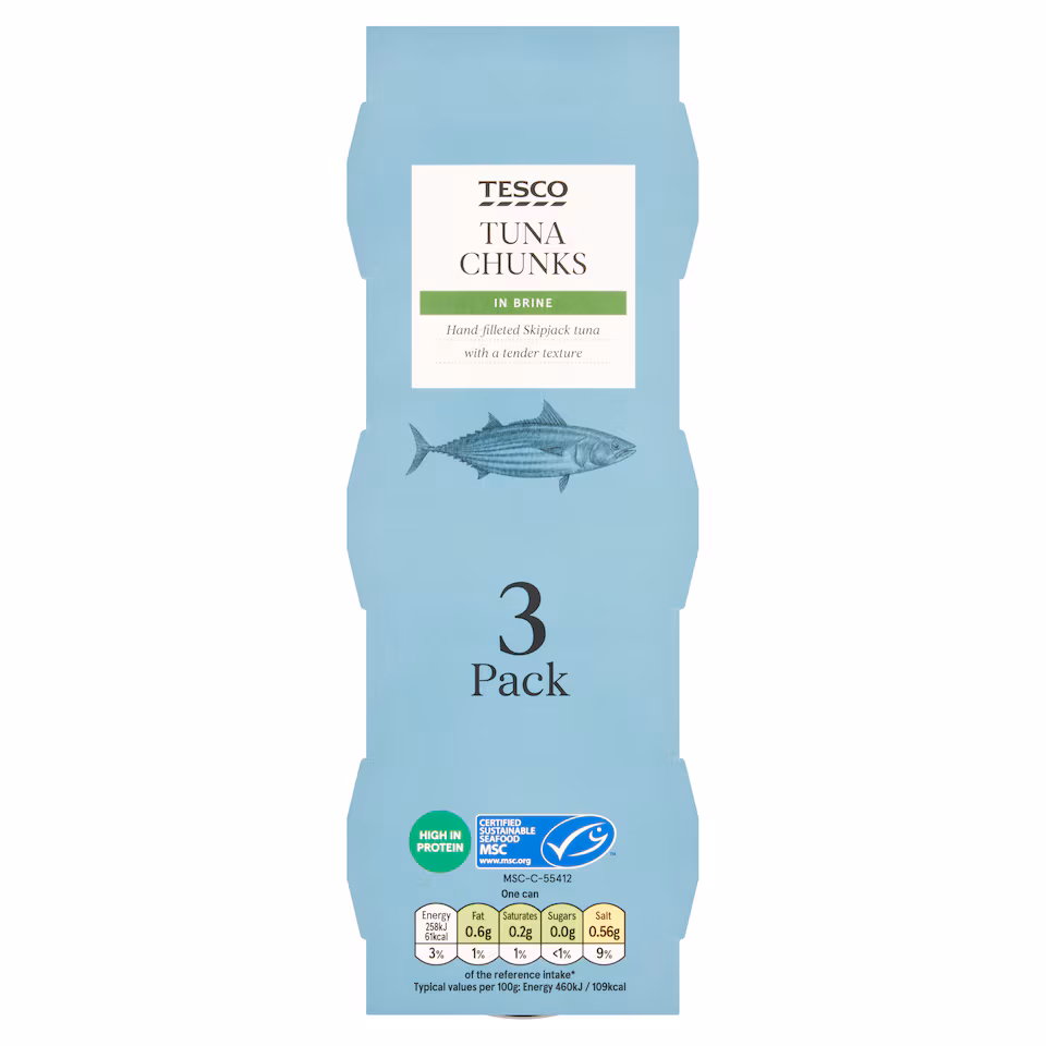 Tesco Tuna Chunks In Brine 3X80g
