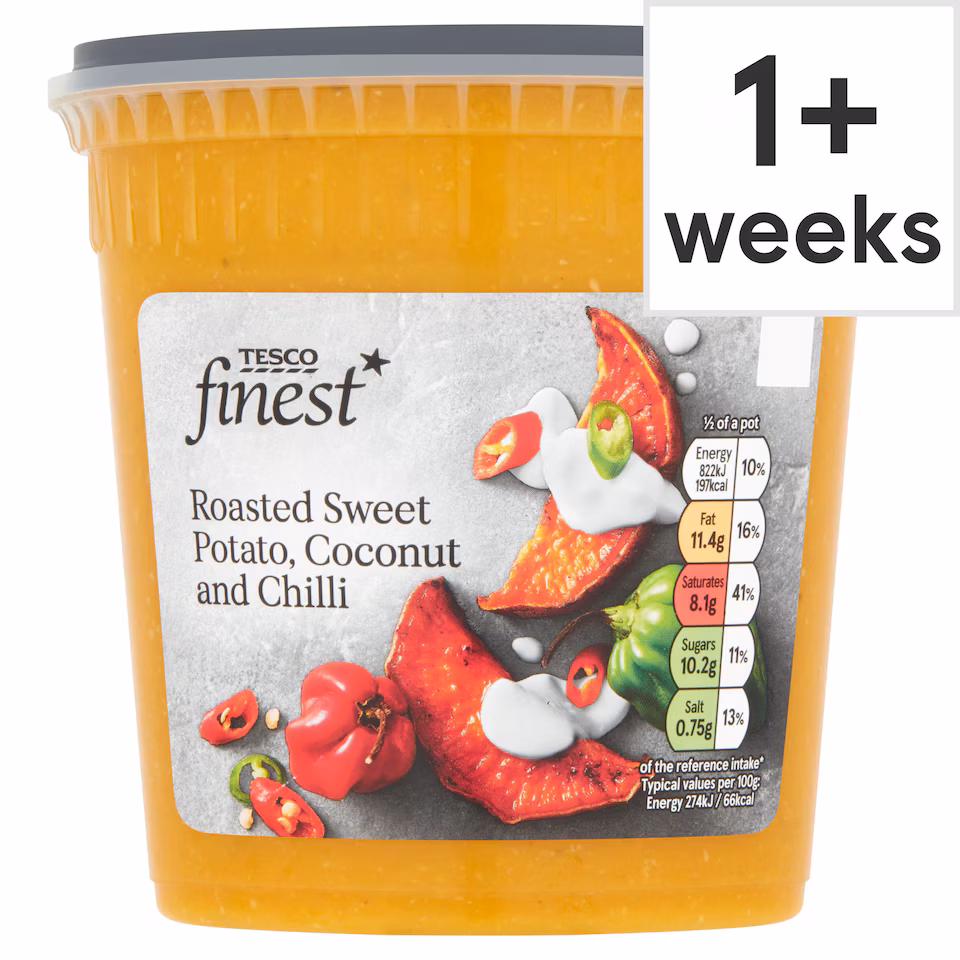 Tesco Finest Sweet Potato Coconut & Chilli Soup 600G