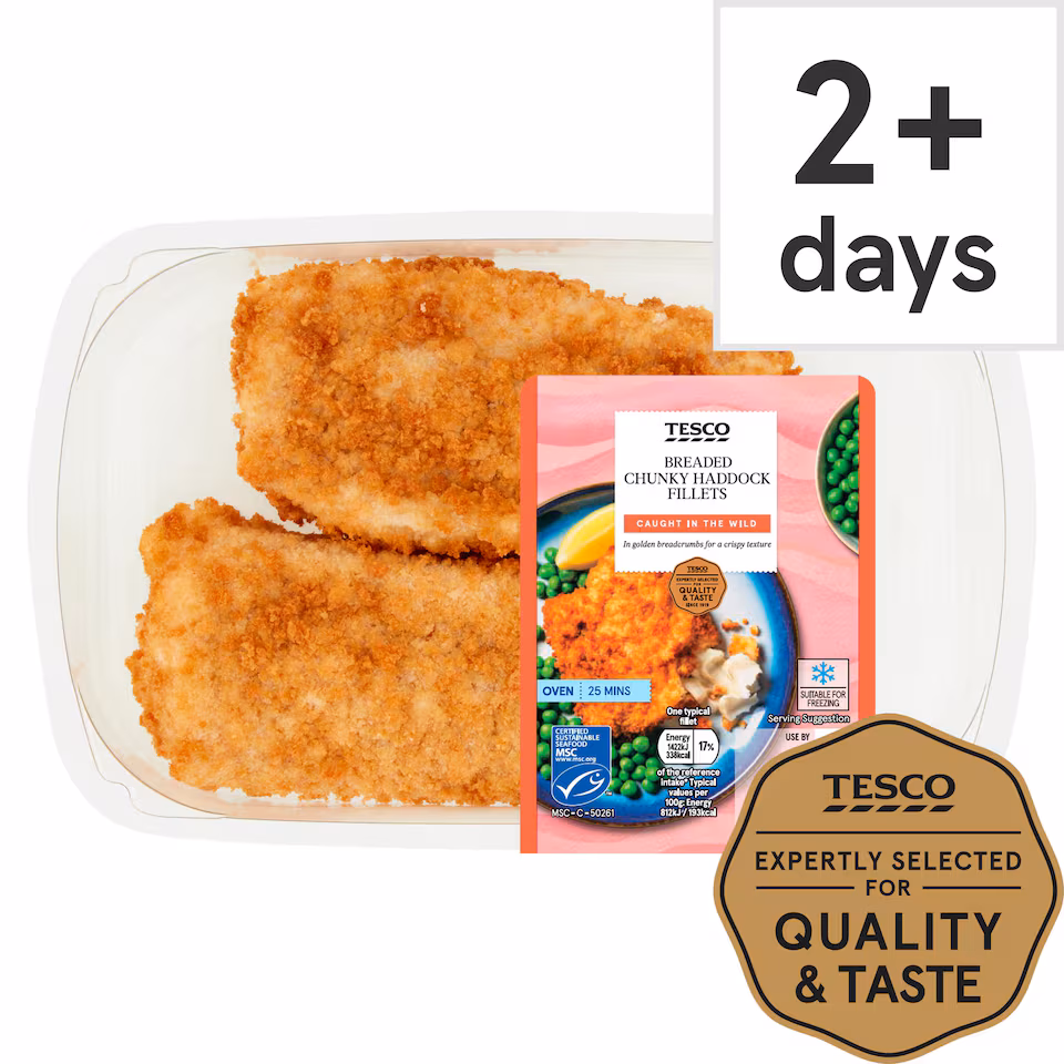 Tesco Breaded Chunky Haddock Fillets 350g