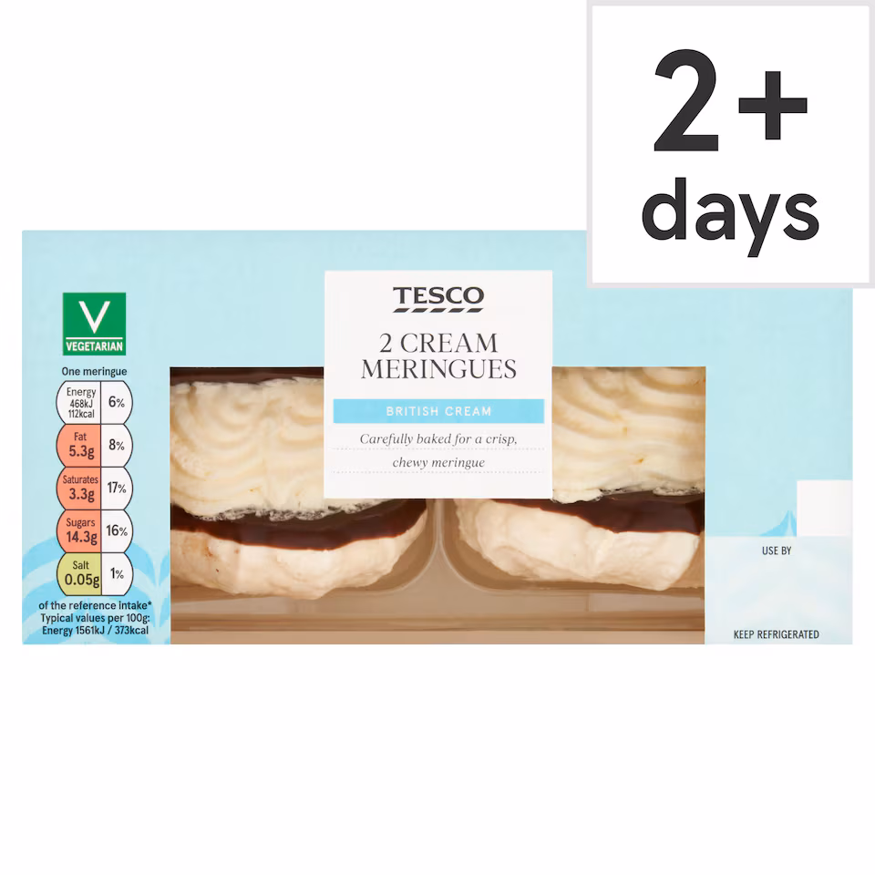 Tesco Fresh Cream Meringues 2 Pack