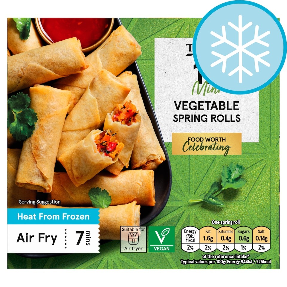 Tesco Frozen Mini Vegetable Spring Rolls 12 Pack 216g